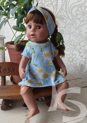Kopretiny set - šaty, kalhotky, čelenka