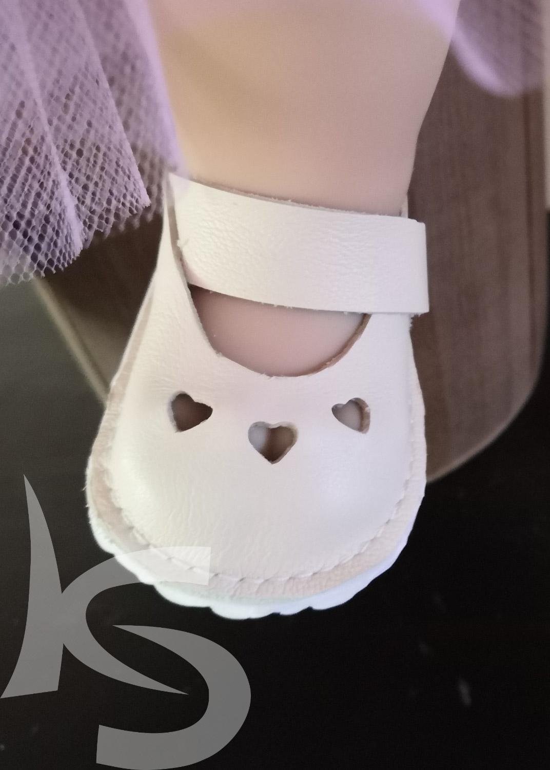 Kožené smetanové botičky pro panenky Baby Annabelle